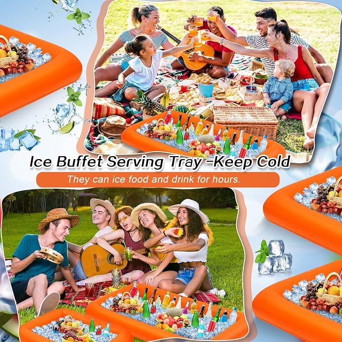 Leitee 4 Pcs Inflatable Ice Serving Bars Buffet Serving Tray Drink Cooler - Image 3