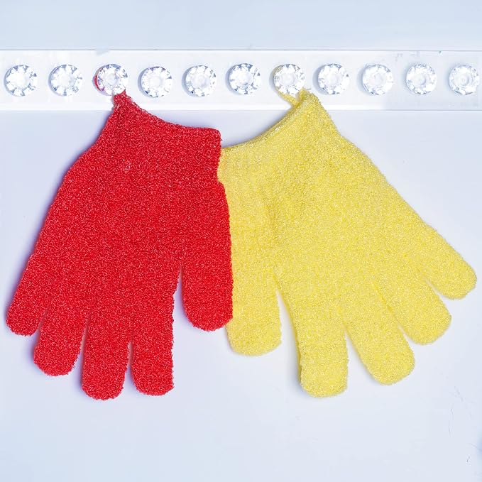 4 Pairs Bath Exfoliating Gloves Scrub, Double Sided Bath Mitts Scrubs - Image 7