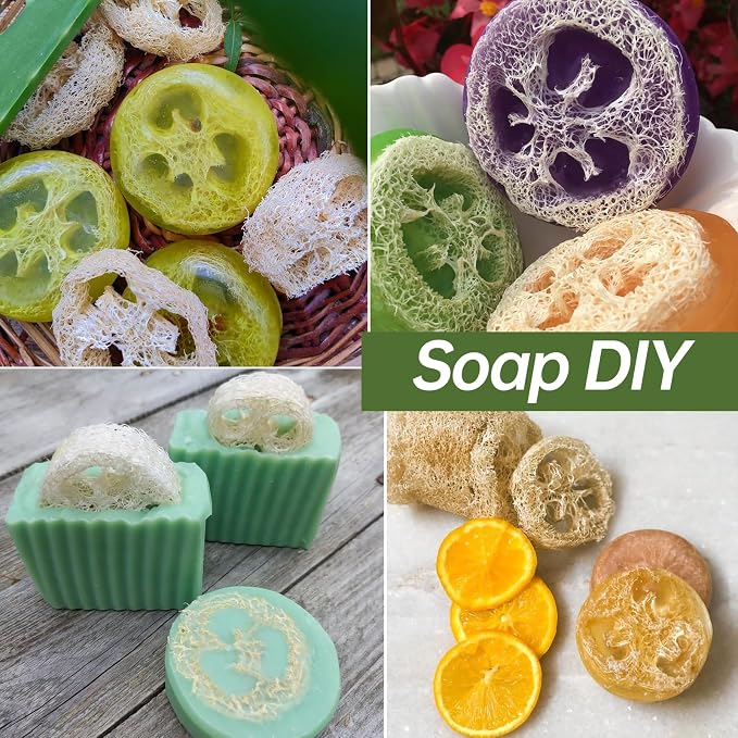 Natural Loofah Sponge for Soap Making, 20 Pack Organic Loofahs Slices Cuts Set - Image 3