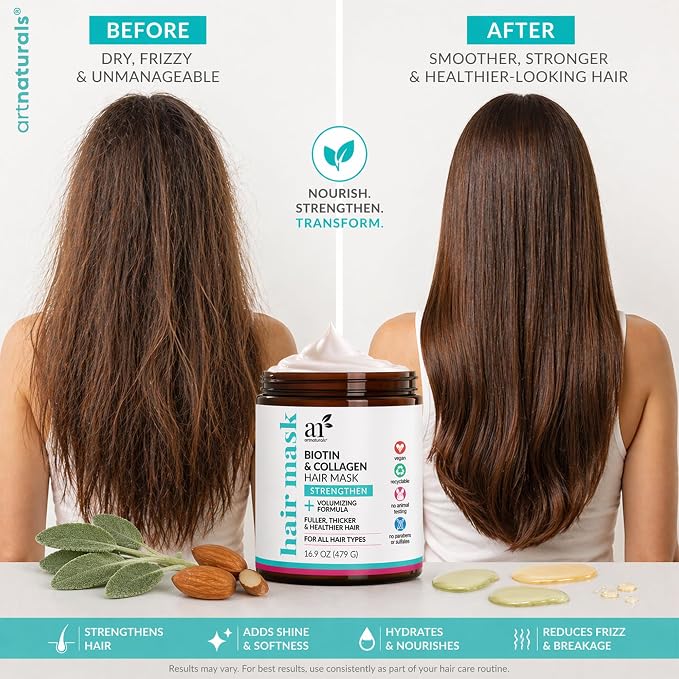 Artnaturals Biotin & Collagen Hair Mask – Strengthening & Volumizing Treatment - Image 5
