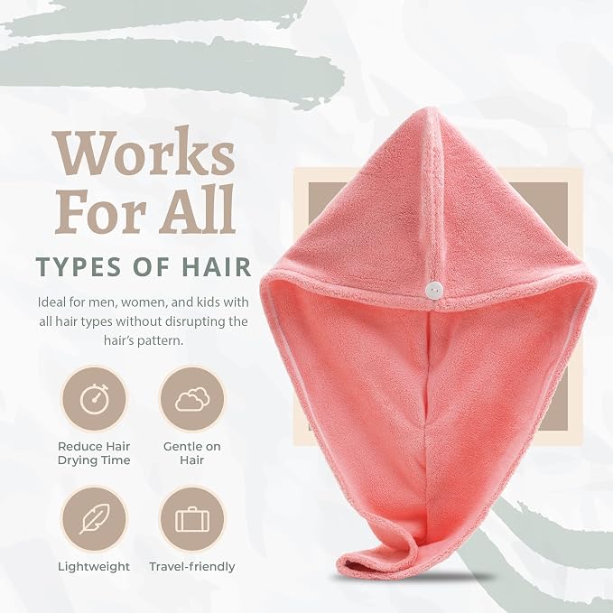 Microfiber Hair Towel Wrap, Super Absorbent Twist Turban Dry Hair Cap - Image 3