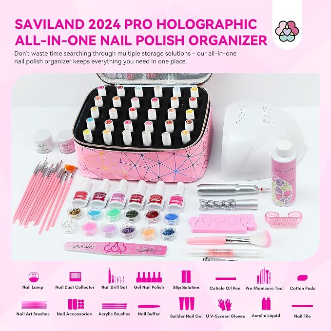 SAVILAND Nail Polish Organizer Bag: PU Leather Nail Polish Storage Organizer - Image 3