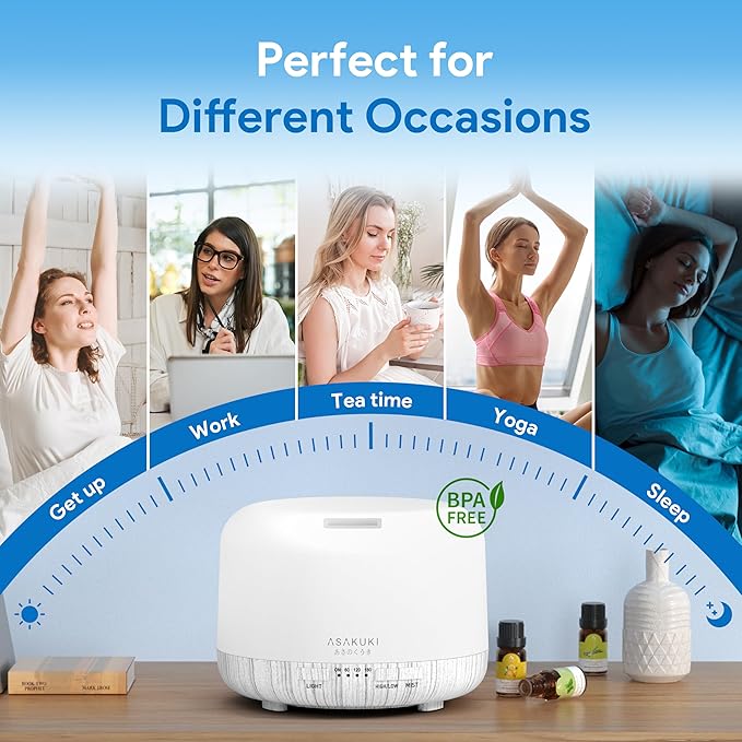 ASAKUKI Essential Oil Diffuser for Home, 500ML Aromatherapy Diffuser Humidifier - Image 6