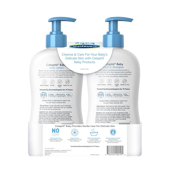 Cetaphil Baby Wash & Shampoo Plus Body Lotion, Healthy Skin Essentials - Image 8