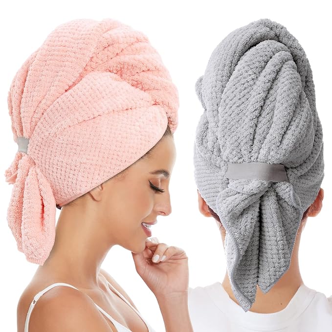 2 Pack Large Microfiber Hair Towel Wrap by BYCOO