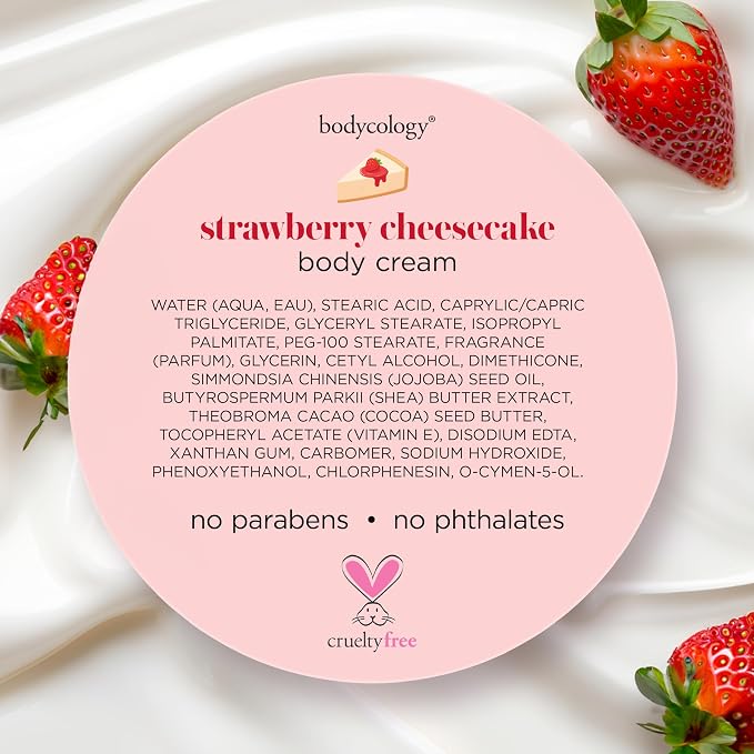 Bodycology Shea Butter Body Cream, Strawberry Cheesecake, 8 oz - Image 7