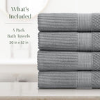 Springtree Home 100% Cotton Bath Towel Set of 4 | Super Soft & Absorbent - Image 2