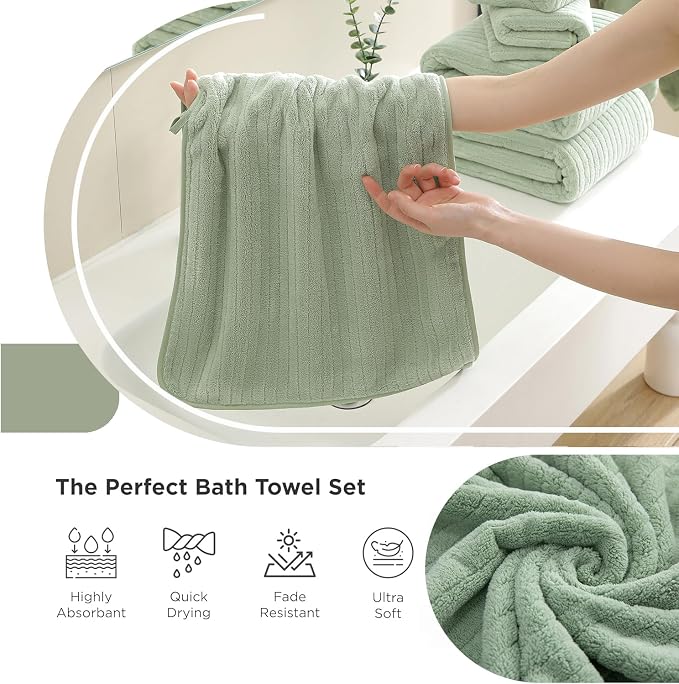 Hailea Hand Towels Set 16x31 Inches, Soft Microfibers Bathroom Towel Set 2 Pack - Image 2