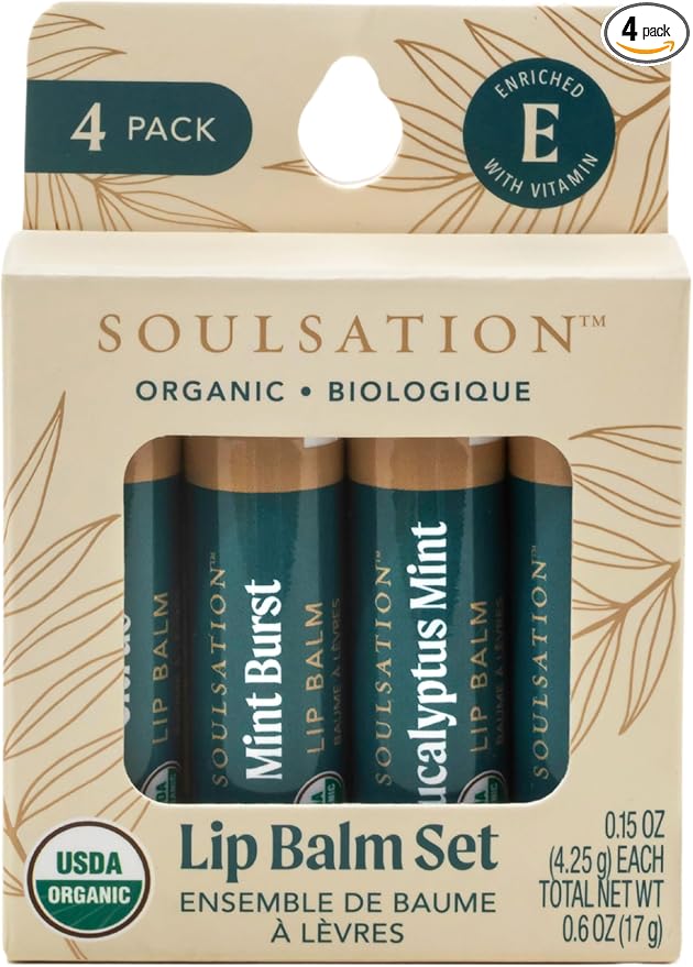 Soulsation Organic Lip Balm Set, 4 Flavors by SOULSATION