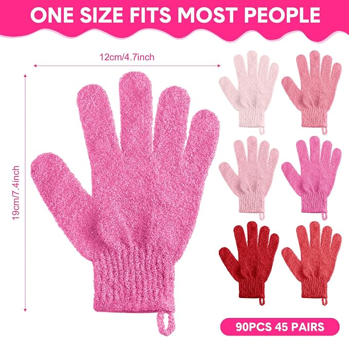 Cuffbow 90 Pcs 45 Pairs Exfoliating Double Sided Bath Gloves - Image 2