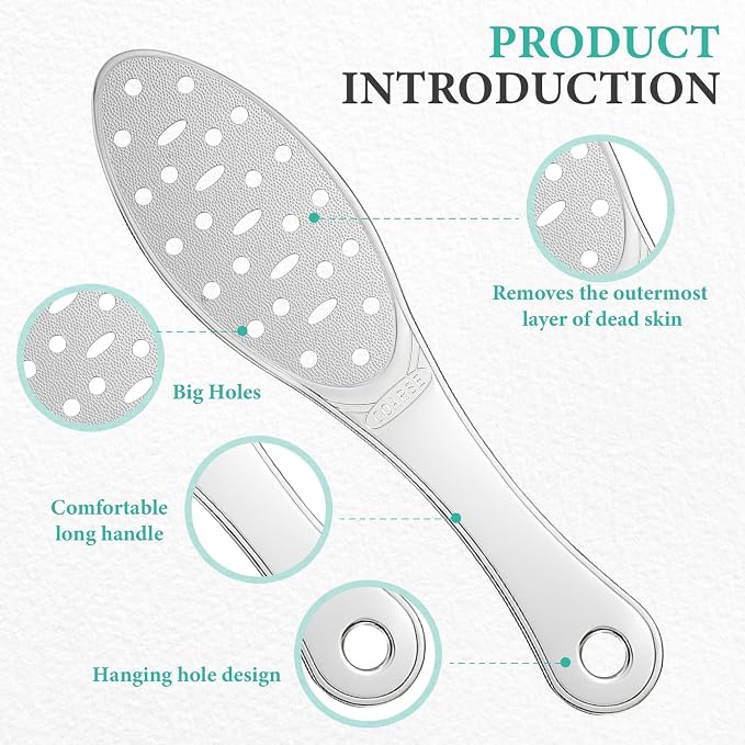 2 Pcs Stainless Steel Foot Scraper Metal Foot File Double Sided File Callus - Image 3