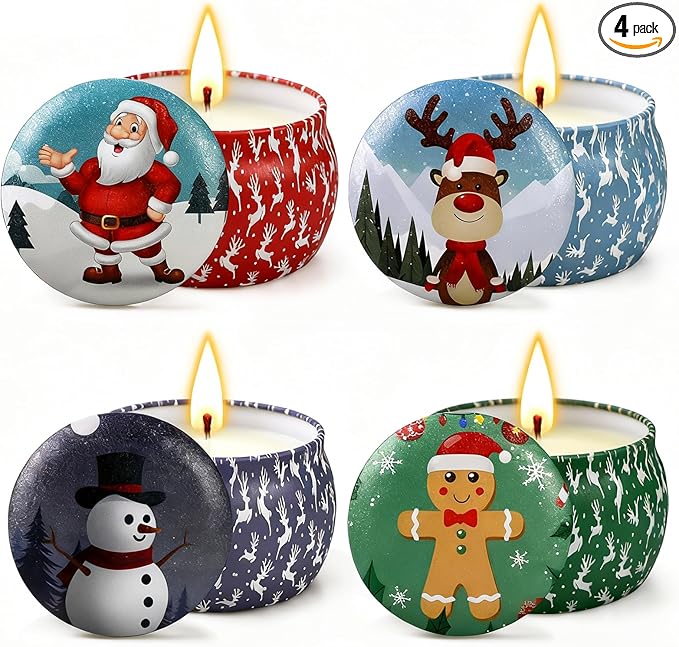 Christmas Candles Gifts for Women, 4 Pack Scented Candles Set, 120 Hour Long by YINUOLIGHT