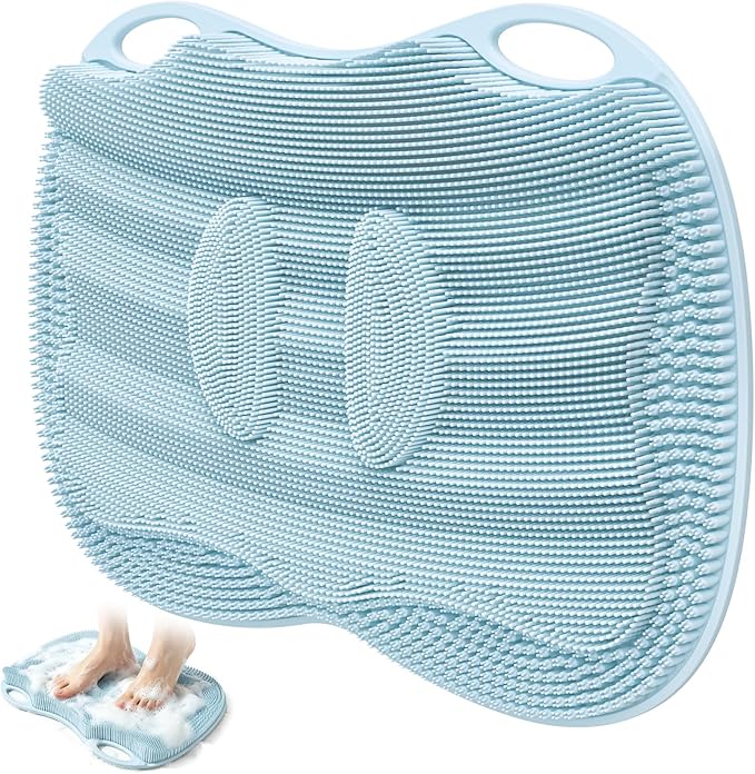 XL Shower Foot Scrubber Mat, Silicone Feet Massage Scrubber in Shower Clean by Mabnuby