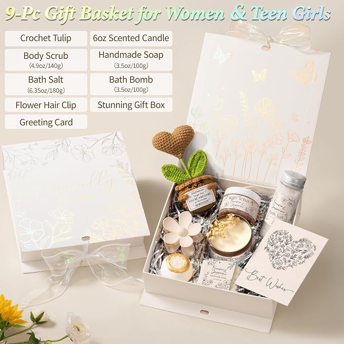 Spa Gifts for Women Bath Gift Set, Freesia & Jasmine Spa Gift Basket Home Bath - Image 2