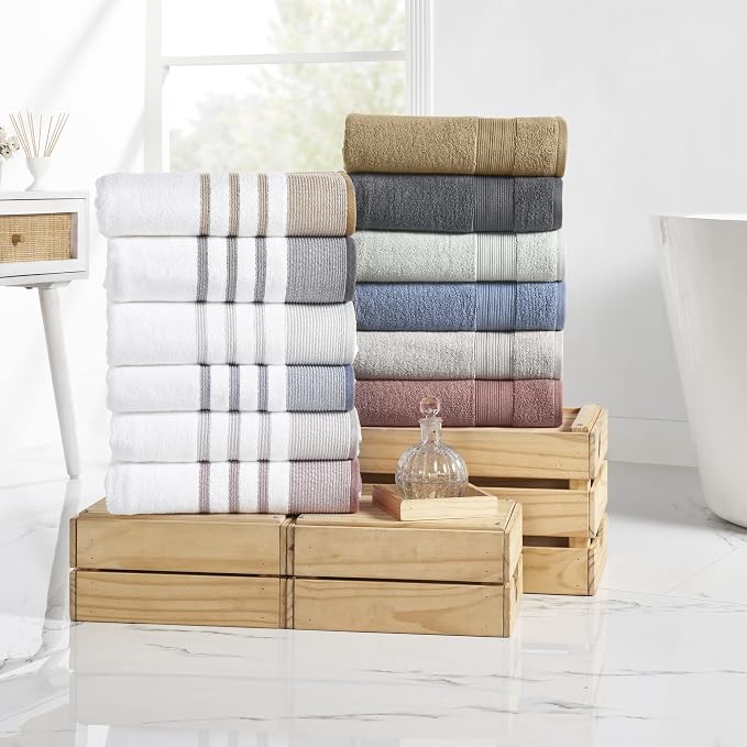 Modern Threads 6-Piece Towel Set – 100% Cotton, Quick Dry, Ultra Absorbent – - Image 5