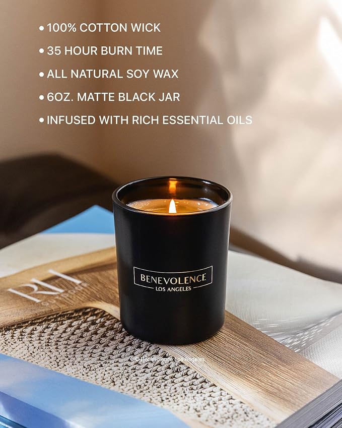 Benevolence LA Clearance Candle Rose & Sandalwood Christmas Scented Candles | - Image 4