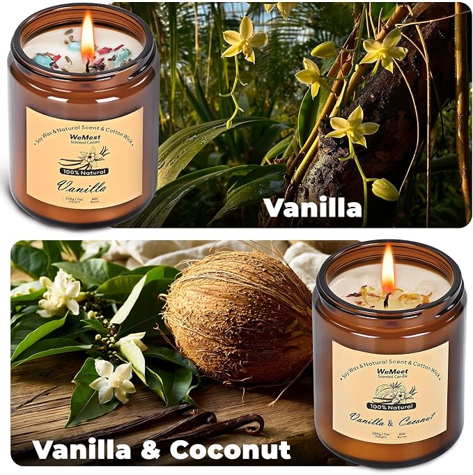 WEMEET Candles for Home Scented 2 Pack, Vanilla Scented Candle - Image 2