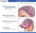 ProtectX 100-Pack Pink Disposable Hair Nets, Elastic Head Cover, Bouffant Caps - Image 4