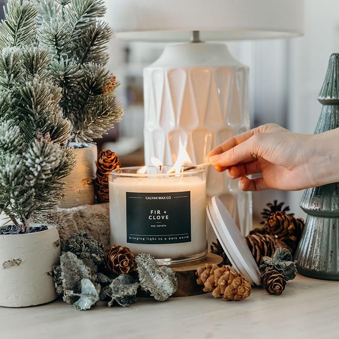 Calyan Wax Co. Fir & Clove 3 Wick Scented Candle - Image 5