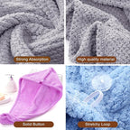Soft Microfiber Hair Drying Towel Wrap, 5 Pack Elastic Hair Turbans - Image 3