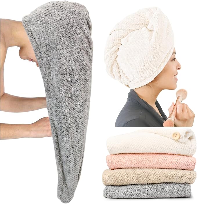 ROLSHOL Extra Large 4 Pack Microfiber Hair Towel Wrap by ROLSHOL