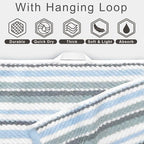 100% Cotton Blue Striped Luxury 6 Piece Towel Set, Quick Dry & Highly Absorbent - Image 2
