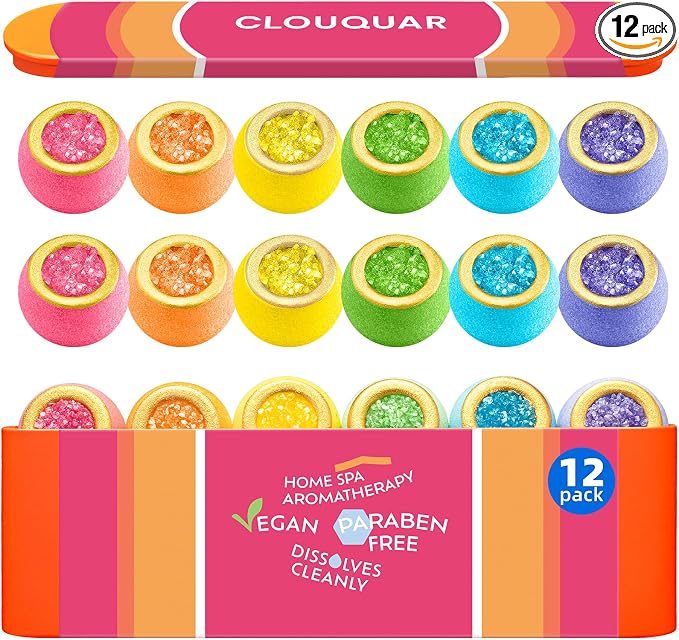 Crystal Bath Bomb Gift Set – 12 Pack by CLOUQUAR