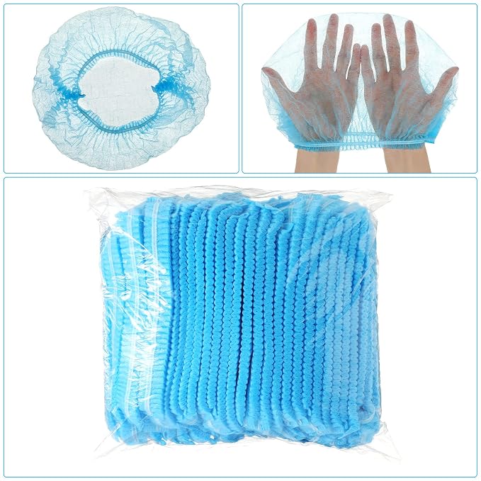100 Pcs Disposable Nonwoven Bouffant Caps 21 Inch Hair Net Elastic Cap Hair - Image 2