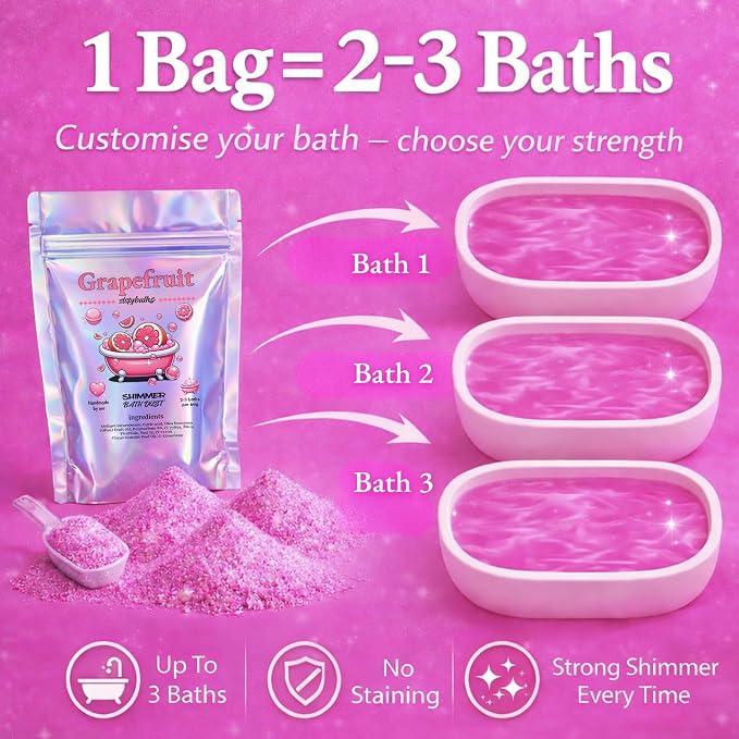 Pink Grapefruit Shimmer Bath Bomb in A Bag - Image 2