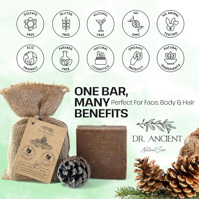Dr.Ancient Pine Tar Black Soap Bar, Organic Soap Bars Handcrafted the - Image 8