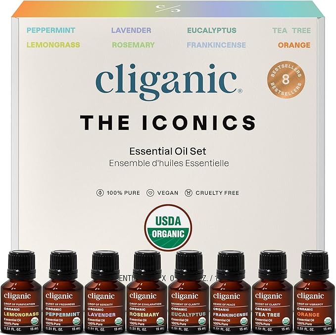 Cliganic Organic Aromatherapy Essential Oils Gift Set, 100% Pure by Cliganic