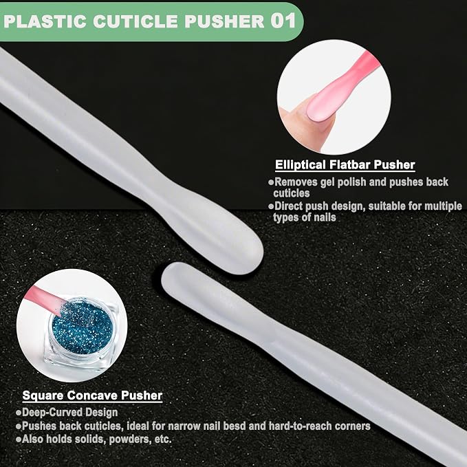 2Pcs Plastic Cuticle Pusher, Dual-end Dead Skin Nail Pusher, Gentle Plastic - Image 2