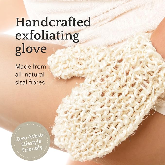 Sisal Body Exfoliator Glove 9", Natural Shower Mitt - Image 2