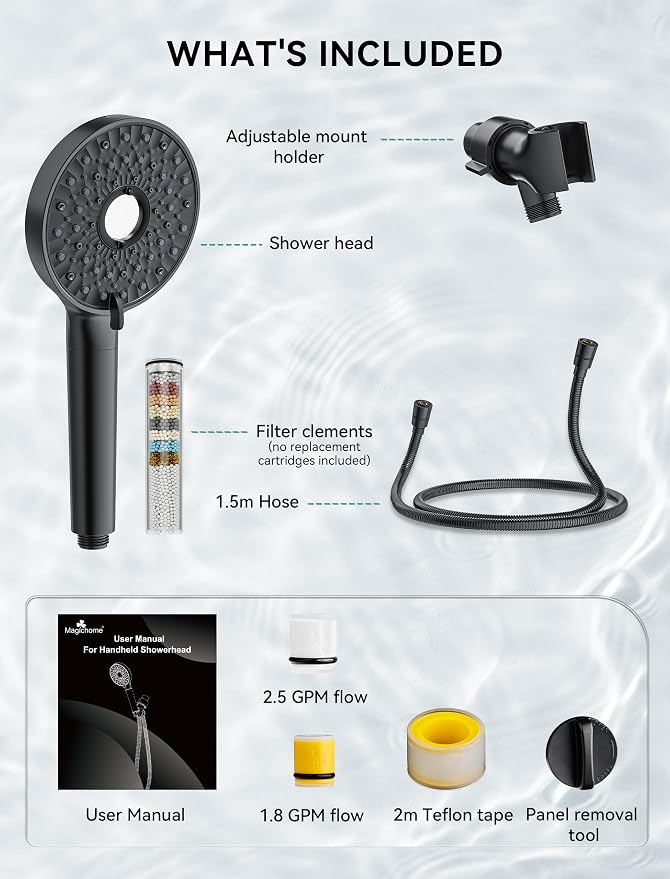 Magichome Shower Head with Handheld, High Pressure 10-Spd Detachable Chrome - Image 9