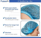 ProtectX 500-Pack Blue Disposable Hair Nets, Elastic Head Cover, Bouffant Caps - Image 4