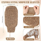 30 Pcs Exfoliating Shower Gloves Stretchable Jute Bath Mitts - Image 2