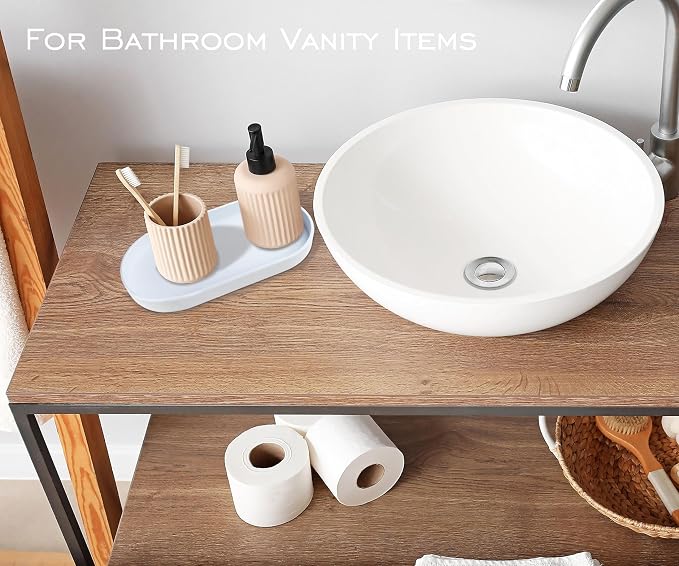 White Small Tray, Oval Tray for Bathtub Bathroom Vanity Items, Countertop - Image 3