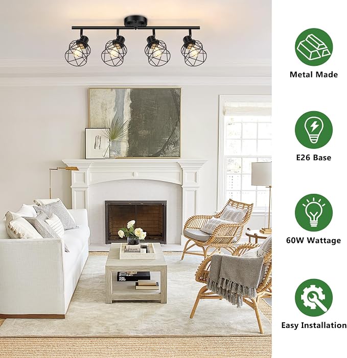 Baocuz 4-Lights Semi Flush Mount Ceiling Light, Adjustable Multi-Directional - Image 3