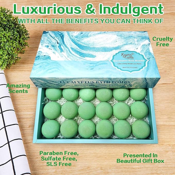 Bath Bomb Gift Sets for Men. 18 Therapeutic Spearmint Eucalyptus Bath Bombs for - Image 7