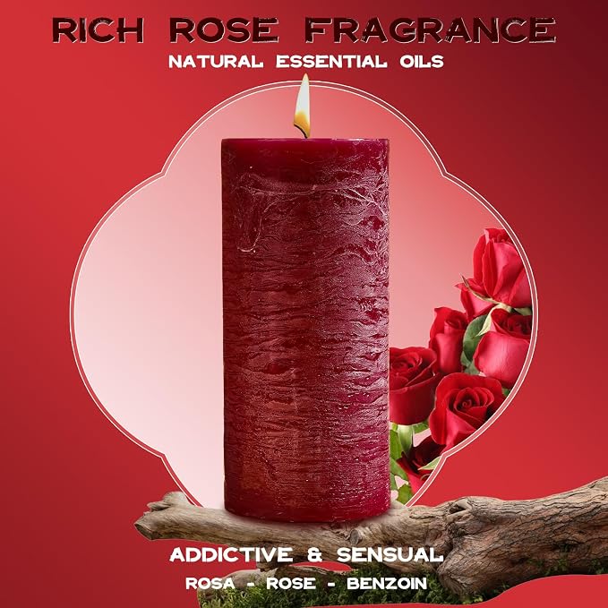 Romantic Rose Scented Pillar Candle - Image 6