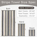 VOOVA & MOVAS Quick Dry Soft Absorbent Black Striped Towel Set - Image 2