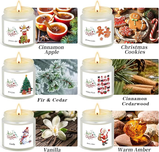 Christmas Scented Candles for Home, 6 Pack Soy Set, 21 oz Jar, Perfect Gifts - Image 3