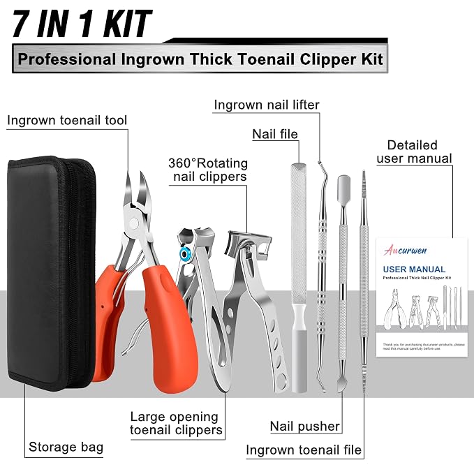 Toenail Clippers for Seniors Thick Toenails, Aucurwen Heavy Duty Toe Nail - Image 2