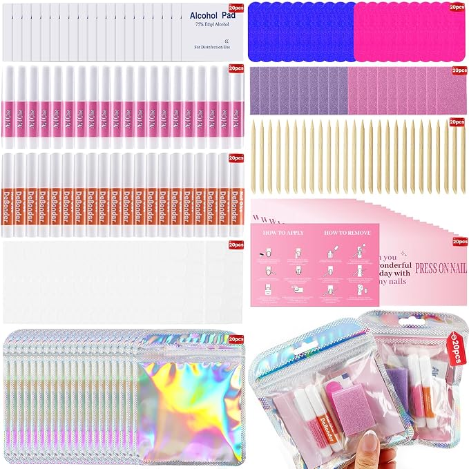 TADOPRO 20PCS Press On Nail Tool Kit, Disposable Nail Prep Kit by TADOPRO