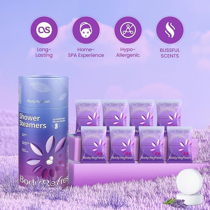 BodyRefresh Lavender Shower Steamers Aromatherapy 8 Pack - Image 3