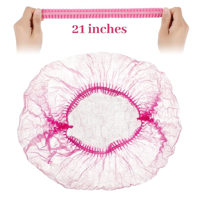 100 Pcs Disposable Nonwoven Bouffant Caps 21 Inch Hair Net Elastic Cap Hair - Image 4