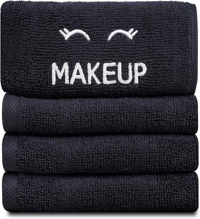White Classic Bleach Safe Black Makeup Washcloths - Image 8
