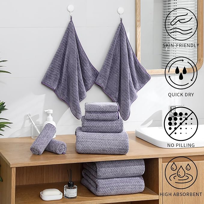 Ultra Soft Bath Towel Set, 12 Piece Family Bathroom Towels Set - Image 3