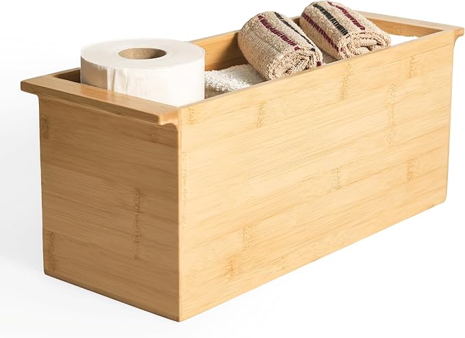 Bamboo Toilet Paper Holder & Bathroom Organizer by Alder Row, Freestanding by Unknown
