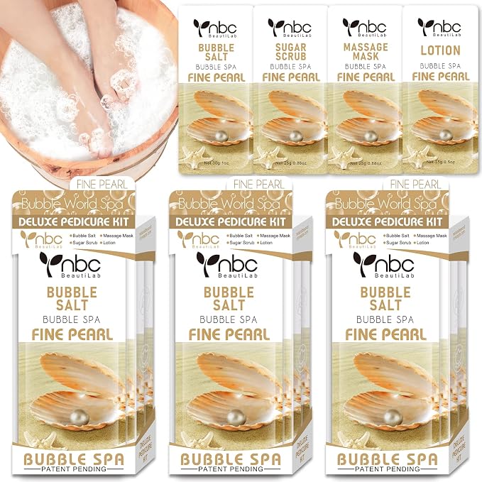 Pedicure Kit Foot Soak Set: Bubble Salt, Sugar Scrub, Massage Mask, Massage by nbcBeautiLab